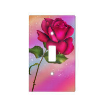 Pink Sparkle Rose Rainbow Pastel Floral Light Switch Cover
