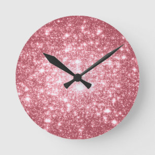 Pink Sparkle Round Clock