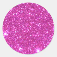 Pink Sparkle Sparkly Glitter Girly Girl Stuff Glam Classic Round Sticker |  Zazzle