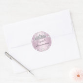 Pink Sparkle Tiara Stars Quinceanera Sticker (Envelope)