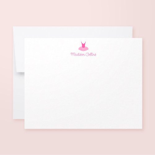 Pink Sparkle Tutu Girls Personalized Stationery Note Card