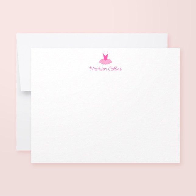 Pink Sparkle Tutu Girls Personalized Stationery Note Card (Creator Uploaded)