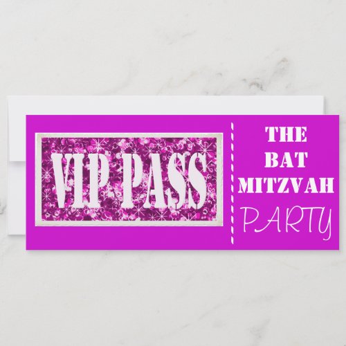 Pink sparkle VIP Bat Mitzvah party Invitation