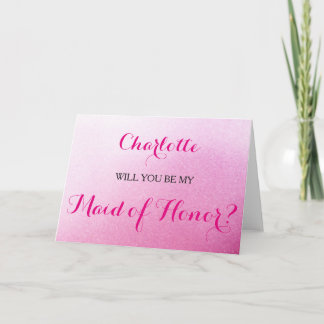 Pink Sparkle Will You Be My Maid of Honor Card