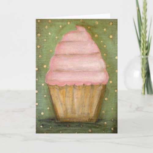 Pink Sparkles Cupcake greeting card