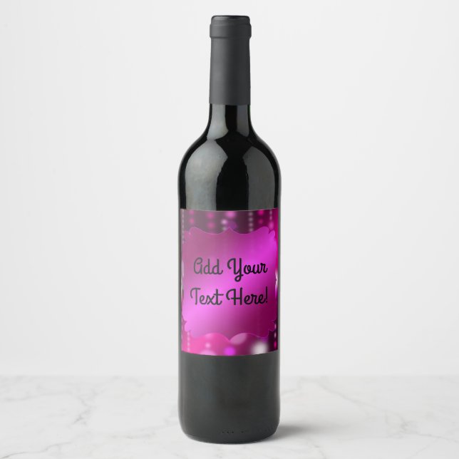 Pink Sparkles Fancy Wine Labels You Customize (Front)