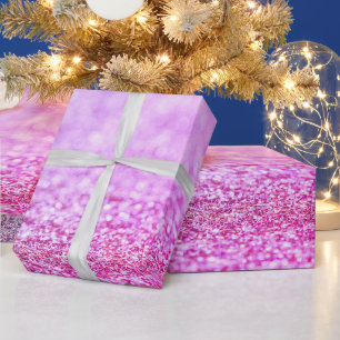 Pink sparkles faux glitter print wrapping paper