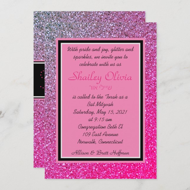 Pink Sparkles Invitation (Front/Back)