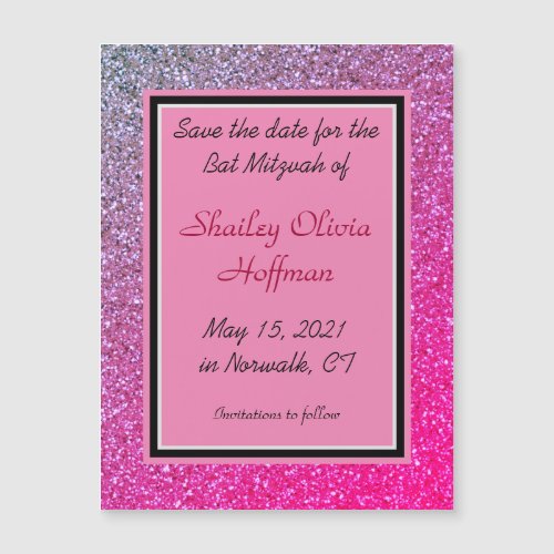 Pink Sparkles Magnetic Save the Date Card