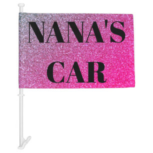Pink Sparkles Nana's Car Flag