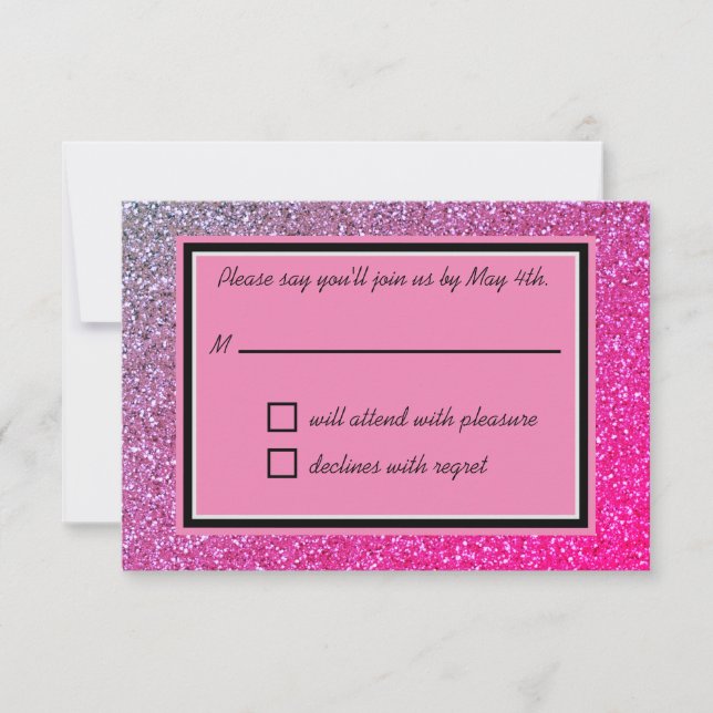 Pink Sparkles RSVP Card (Front)