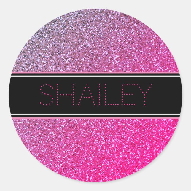 Pink Sparkles Sticker or Envelope Seal (Front)