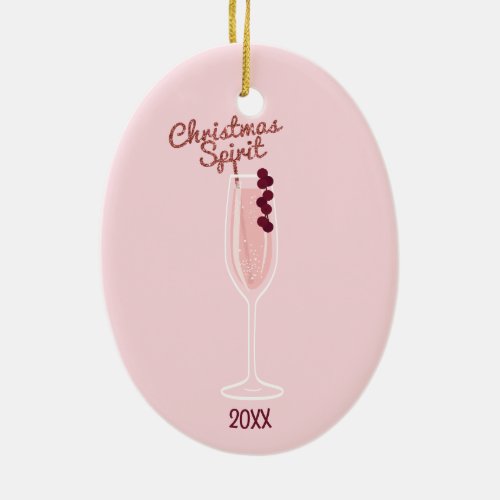 Pink Sparkling Christmas Ceramic Ornament