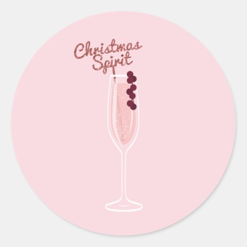 Pink Sparkling Christmas Classic Round Sticker