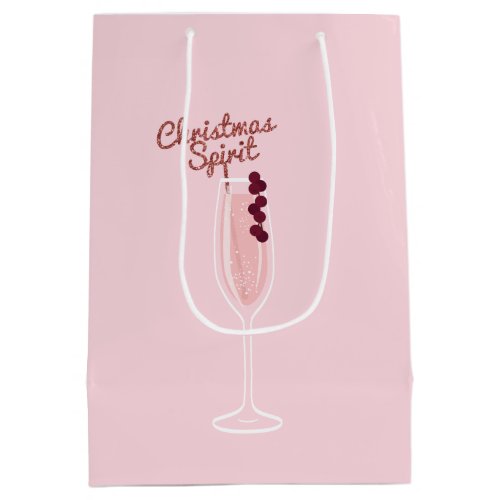 Pink Sparkling Christmas Medium Gift Bag