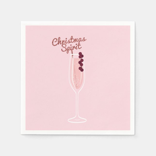 Pink Sparkling Christmas Napkins (Front)