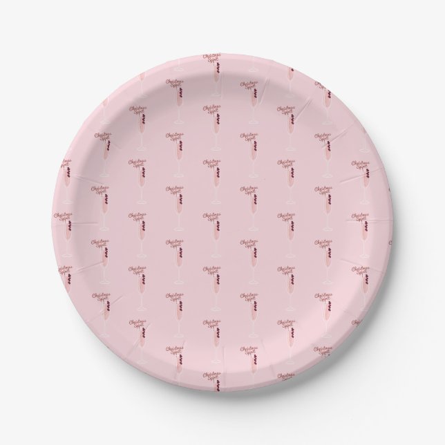 Pink Sparkling Christmas Paper Plates (Front)