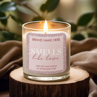 Pink Sparkling Custom Valentine's Day Candle Label
