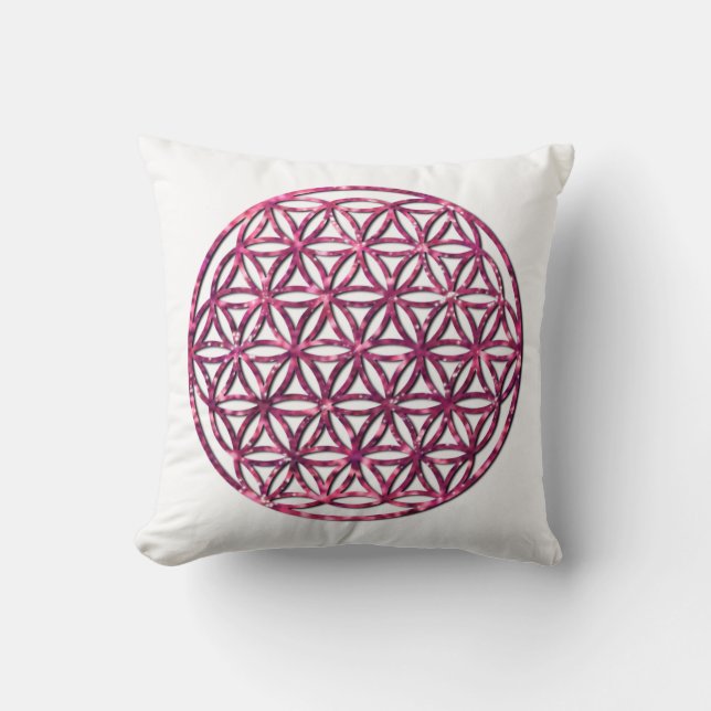 Pink Sparkling Flower of Life image Throw Pillow (Front)