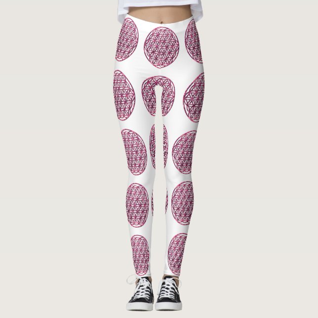 Pink Sparkling Flower of Life Leggings (Front)