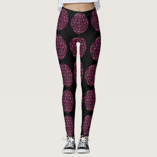 Pink Sparkling Flower of Life Leggings