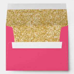 Pink Sparkling Glitter Gold Elegant Chic Envelope