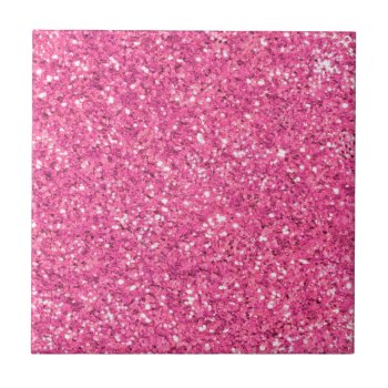 Pink Sparkling Glitter Pattern            Ceramic Tile by Omtastic at Zazzle