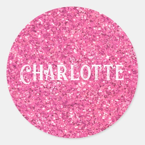 Pink sparkling glitter pattern    classic round sticker