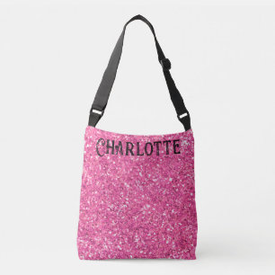 Pink sparkling glitter pattern crossbody bag