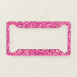 Pink sparkling glitter pattern             license plate frame