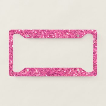 Pink Sparkling Glitter Pattern             License Plate Frame by Omtastic at Zazzle
