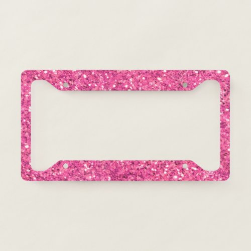 Pink sparkling glitter pattern             license plate frame