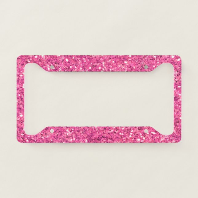 Pink sparkling glitter pattern             license plate frame (Front)