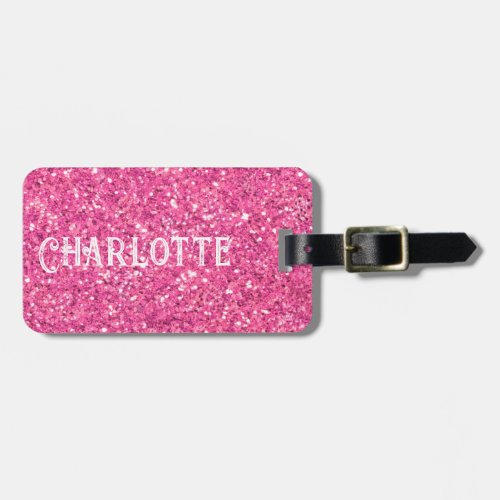 Pink sparkling glitter pattern    luggage tag
