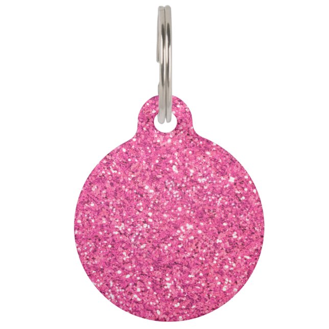 Pink sparkling glitter pattern            pet ID tag (Front)