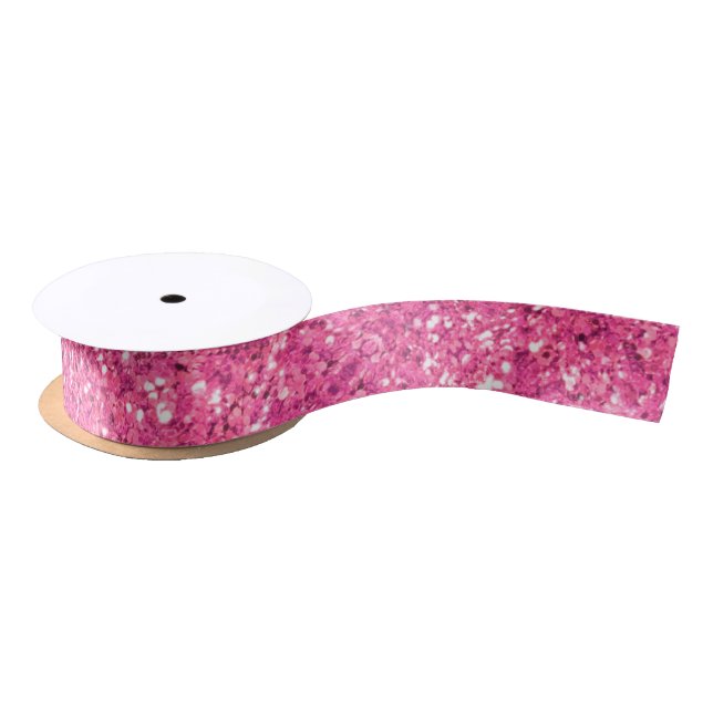 Pink sparkling glitter pattern            satin ribbon (Spool)