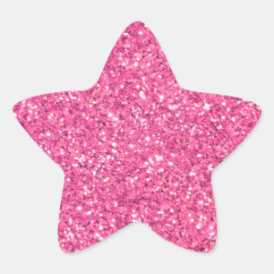 Pink sparkling glitter pattern star sticker
