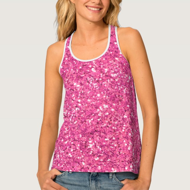 Pink sparkling glitter pattern       tank top (Front)