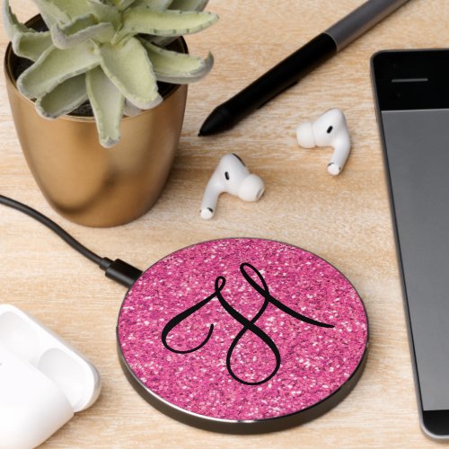Pink sparkling glitter pattern       wireless charger 