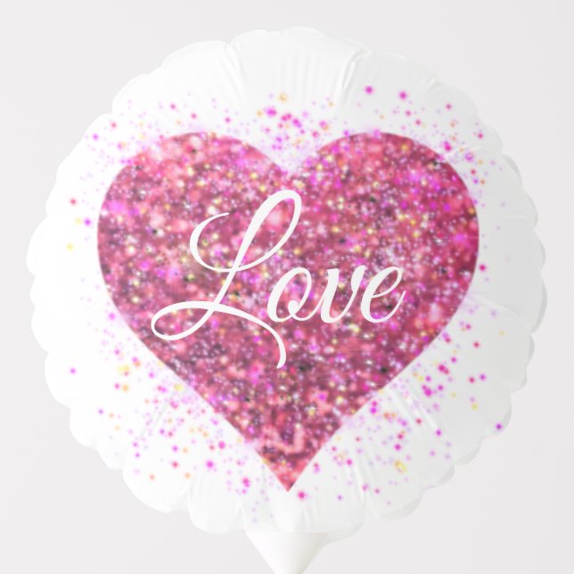 Pink sparkling sequins, love graffiti valentine balloon (Front)