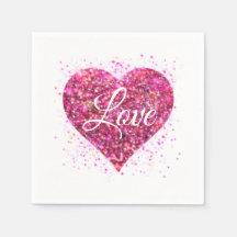 Pink sparkling sequins, love graffiti valentine
