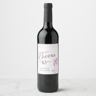 Pink Sparkling Wine 10th anniversary custom wine l Label