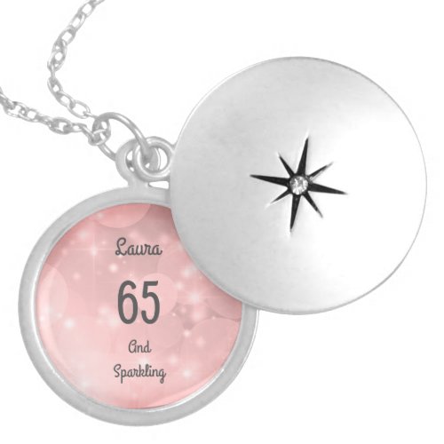 Pink sparkly 65th Birthday Locket Necklace