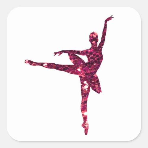 Pink Sparkly Ballerina Square Sticker