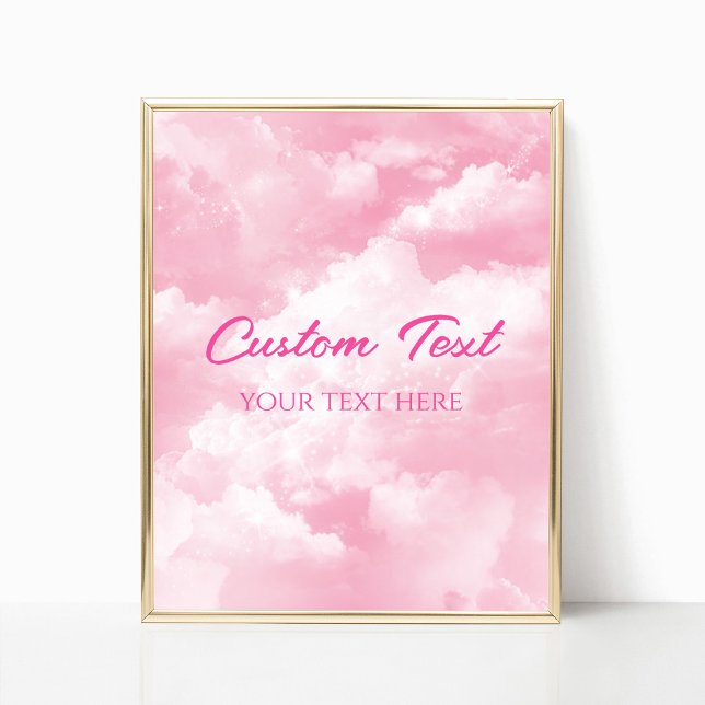 Pink Sparkly Clouds Party Custom Text Sign (Creator Uploaded)