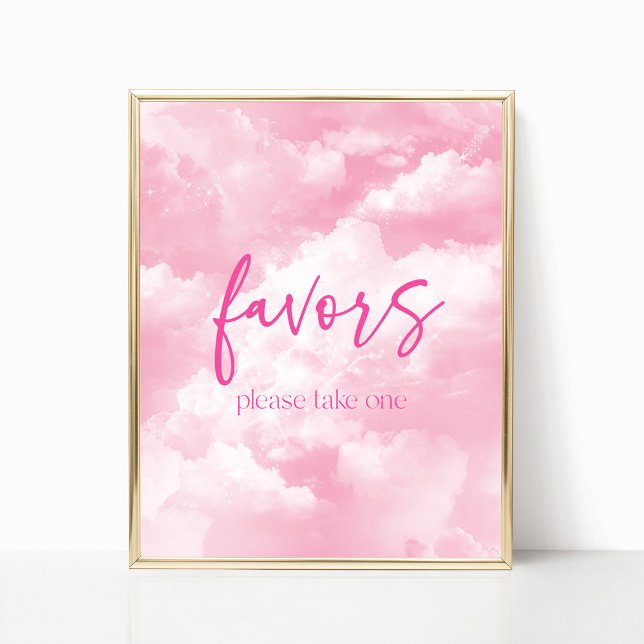 Pink Sparkly Clouds Party Favors Sign (Creator Uploaded)