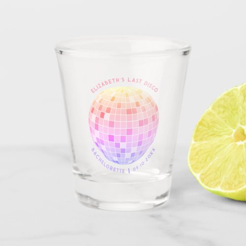 Pink Sparkly Disco Ball Bachelorette Weekend Party Shot Glass