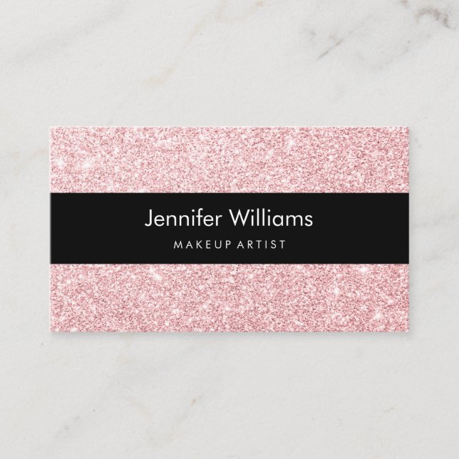 Pink Sparkly Glitter Business Card (Front)