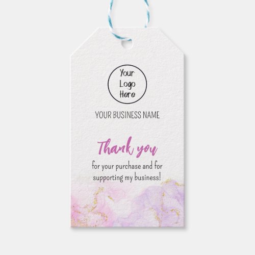 Pink sparkly gradient business card rate thank you gift tags