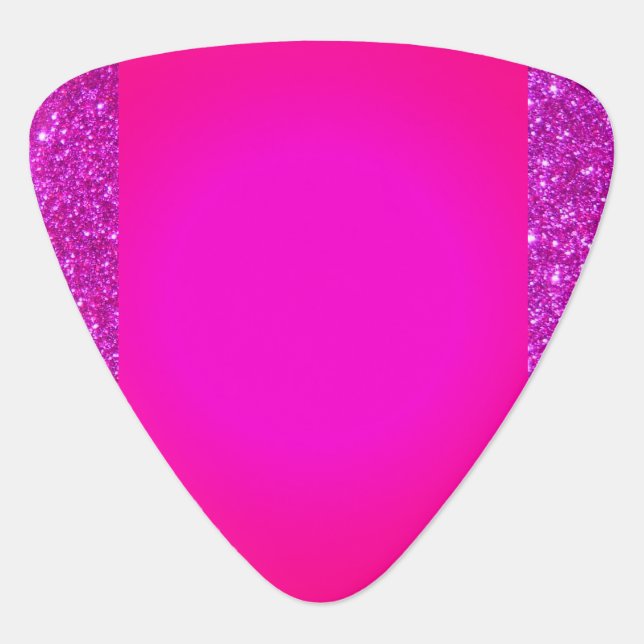 Pink Sparkly Hot Pink Rock n Roll Guitar Pick (Front)